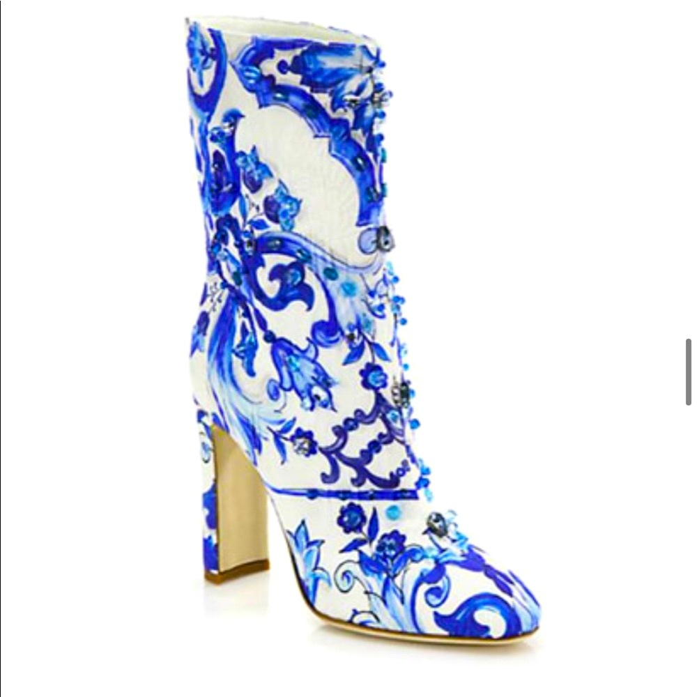 Authentic Dolce & Gabbana🔥 very rare Blue Majolica Crystal boots